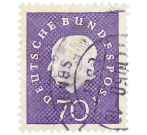Почтовая марка 70 пфеннигов 1959 года Западная Германия (ФРГ) «Теодор Хойс» — Фото №1