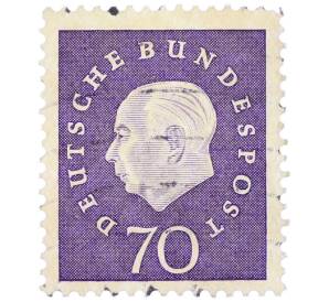 Почтовая марка 70 пфеннигов 1959 года Западная Германия (ФРГ) «Теодор Хойс» — Фото №1