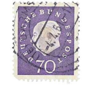 Почтовая марка 70 пфеннигов 1959 года Западная Германия (ФРГ) «Теодор Хойс» — Фото №1