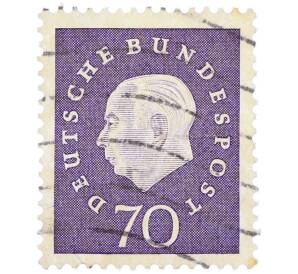 Почтовая марка 70 пфеннигов 1959 года Западная Германия (ФРГ) «Теодор Хойс» — Фото №1
