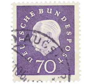 Почтовая марка 70 пфеннигов 1959 года Западная Германия (ФРГ) «Теодор Хойс» — Фото №1