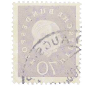 Почтовая марка 70 пфеннигов 1959 года Западная Германия (ФРГ) «Теодор Хойс» — Фото №2