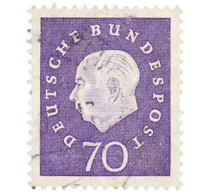 Почтовая марка 70 пфеннигов 1959 года Западная Германия (ФРГ) «Теодор Хойс» — Фото №1