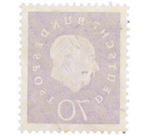 Почтовая марка 70 пфеннигов 1959 года Западная Германия (ФРГ) «Теодор Хойс» — Фото №2