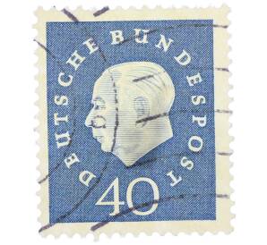 Почтовая марка 40 пфеннигов 1959 года Западная Германия (ФРГ) «Теодор Хойс» — Фото №1