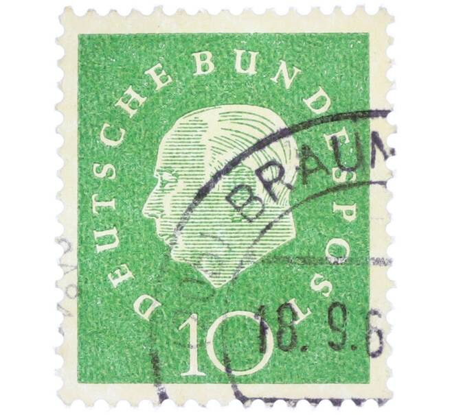 Почтовая марка 10 пфеннигов 1959 года Западная Германия (ФРГ) «Теодор Хойс» (Артикул: T11-37056) — Фото №1