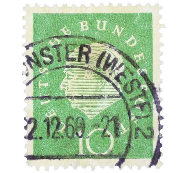 Почтовая марка 10 пфеннигов 1959 года Западная Германия (ФРГ) «Теодор Хойс» (Артикул: T11-37057) — Фото №1