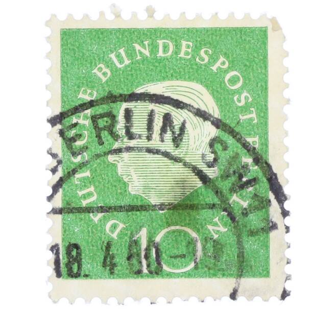 Почтовая марка 10 пфеннигов 1959 года Западная Германия (ФРГ) «Теодор Хойс» (Артикул: T11-37059) — Фото №1