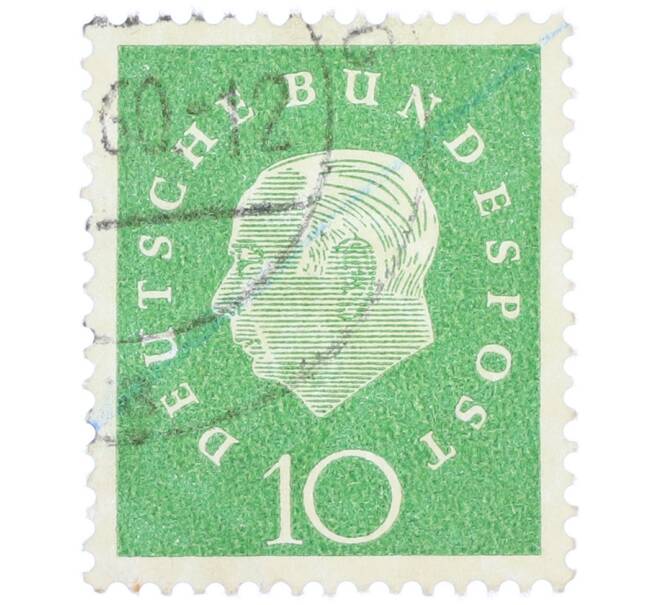 Почтовая марка 10 пфеннигов 1959 года Западная Германия (ФРГ) «Теодор Хойс» (Артикул: T11-37067) — Фото №1