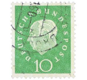 Почтовая марка 10 пфеннигов 1959 года Западная Германия (ФРГ) «Теодор Хойс» — Фото №1