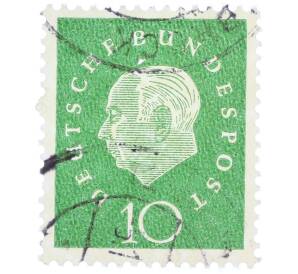 Почтовая марка 10 пфеннигов 1959 года Западная Германия (ФРГ) «Теодор Хойс» — Фото №1
