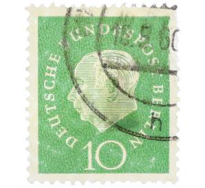 Почтовая марка 10 пфеннигов 1959 года Западная Германия (ФРГ) «Теодор Хойс» — Фото №1