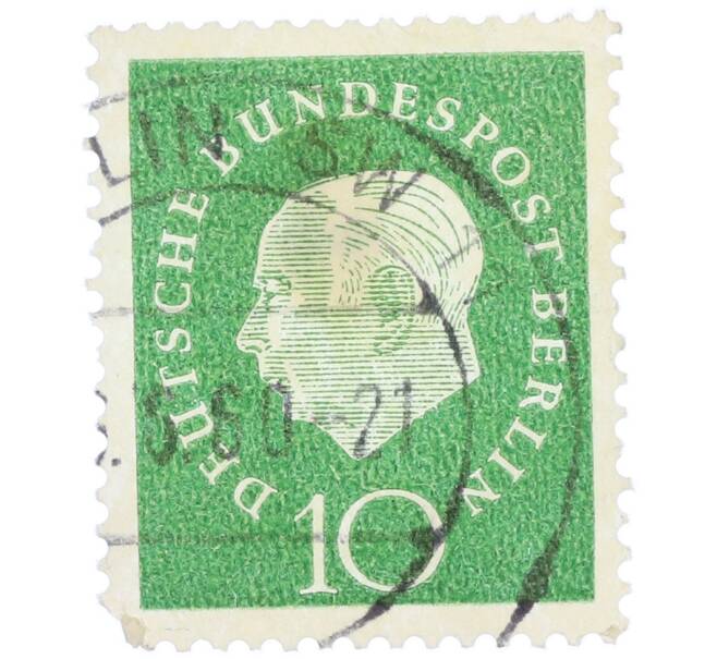 Почтовая марка 10 пфеннигов 1959 года Западная Германия (ФРГ) «Теодор Хойс» (Артикул: T11-37071) — Фото №1