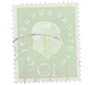 Почтовая марка 10 пфеннигов 1959 года Западная Германия (ФРГ) «Теодор Хойс» — Фото №2