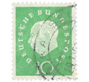 Почтовая марка 10 пфеннигов 1959 года Западная Германия (ФРГ) «Теодор Хойс» — Фото №1