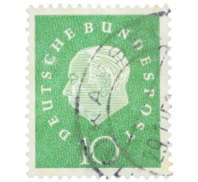 Почтовая марка 10 пфеннигов 1959 года Западная Германия (ФРГ) «Теодор Хойс» (Артикул: T11-37076) — Фото №1