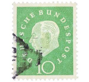 Почтовая марка 10 пфеннигов 1959 года Западная Германия (ФРГ) «Теодор Хойс» — Фото №1