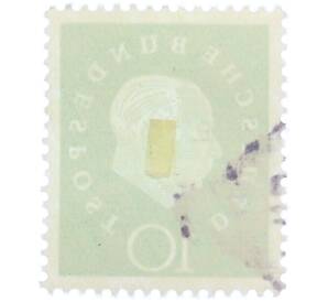 Почтовая марка 10 пфеннигов 1959 года Западная Германия (ФРГ) «Теодор Хойс» — Фото №2