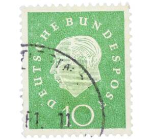 Почтовая марка 10 пфеннигов 1959 года Западная Германия (ФРГ) «Теодор Хойс» — Фото №1