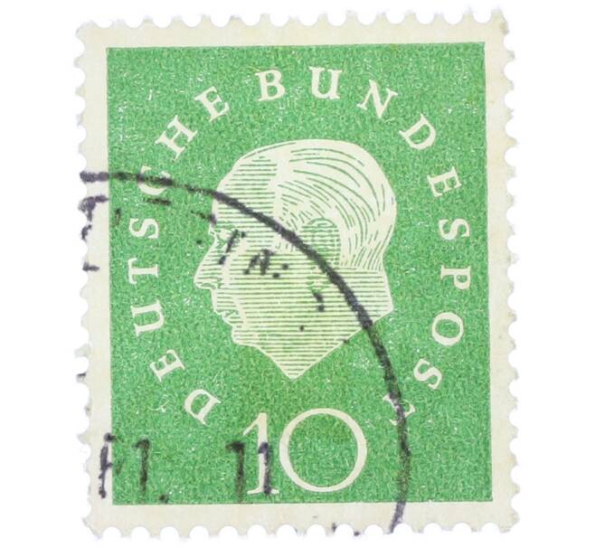 Почтовая марка 10 пфеннигов 1959 года Западная Германия (ФРГ) «Теодор Хойс» (Артикул: T11-37082) — Фото №1