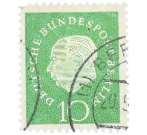 Почтовая марка 10 пфеннигов 1959 года Западная Германия (ФРГ) «Теодор Хойс» — Фото №1
