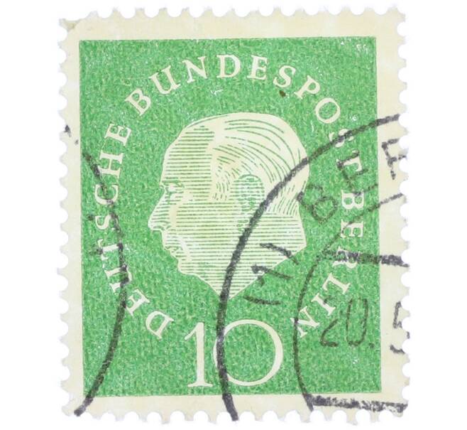 Почтовая марка 10 пфеннигов 1959 года Западная Германия (ФРГ) «Теодор Хойс» (Артикул: T11-37085) — Фото №1