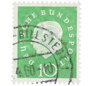 Почтовая марка 10 пфеннигов 1959 года Западная германия (ФРГ) «Теодор Хойс» — Фото №1