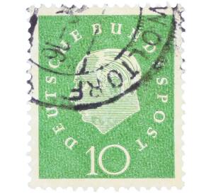 Почтовая марка 10 пфеннигов 1959 года Западная германия (ФРГ) «Теодор Хойс» — Фото №1