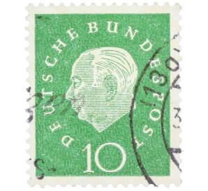 Почтовая марка 10 пфеннигов 1959 года Западная германия (ФРГ) «Теодор Хойс» — Фото №1