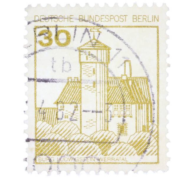 Почтовая марка 30 пфеннигов 1977 года Западная Германия (ФРГ) «Крепости и замки — Замок Людвигштейн» (Артикул: T11-37124) — Фото №1