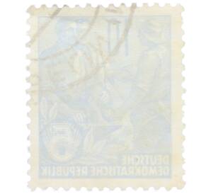 Почтовая марка 10 пфеннигов 1955 года Восточная Германия (ГДР) «Пятилетний план — Крестьянин и рабочий» — Фото №2