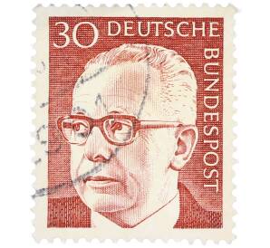 Почтовая марка 30 пфеннигов 1971 года Западная Германия (ФРГ) «Президент Густав Хайнеман» — Фото №1