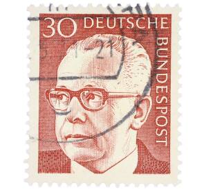 Почтовая марка 30 пфеннигов 1971 года Западная Германия (ФРГ) «Президент Густав Хайнеман» — Фото №1