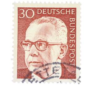 Почтовая марка 30 пфеннигов 1971 года Западная Германия (ФРГ) «Президент Густав Хайнеман» — Фото №1