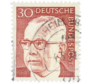 Почтовая марка 30 пфеннигов 1971 года Западная Германия (ФРГ) «Президент Густав Хайнеман» — Фото №1