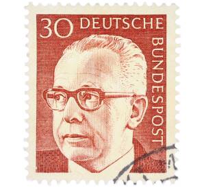 Почтовая марка 30 пфеннигов 1971 года Западная Германия (ФРГ) «Президент Густав Хайнеман» — Фото №1