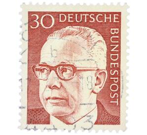 Почтовая марка 30 пфеннигов 1971 года Западная Германия (ФРГ) «Президент Густав Хайнеман» — Фото №1