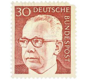 Почтовая марка 30 пфеннигов 1971 года Западная Германия (ФРГ) «Президент Густав Хайнеман» — Фото №1