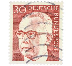 Почтовая марка 30 пфеннигов 1971 года Западная Германия (ФРГ) «Президент Густав Хайнеман» — Фото №1