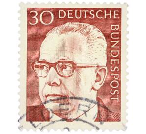 Почтовая марка 30 пфеннигов 1971 года Западная Германия (ФРГ) «Президент Густав Хайнеман» — Фото №1