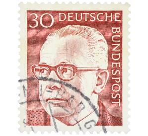 Почтовая марка 30 пфеннигов 1971 года Западная Германия (ФРГ) «Президент Густав Хайнеман» — Фото №1