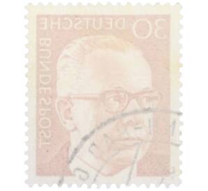 Почтовая марка 30 пфеннигов 1971 года Западная Германия (ФРГ) «Президент Густав Хайнеман» — Фото №2