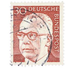 Почтовая марка 30 пфеннигов 1971 года Западная Германия (ФРГ) «Президент Густав Хайнеман» — Фото №1
