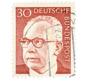 Почтовая марка 30 пфеннигов 1971 года Западная Германия (ФРГ) «Президент Густав Хайнеман» — Фото №1