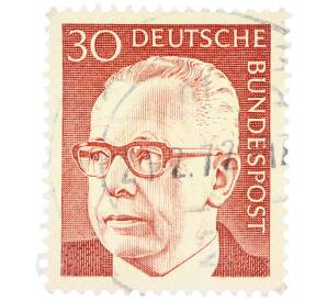 Почтовая марка 30 пфеннигов 1971 года Западная Германия (ФРГ) «Президент Густав Хайнеман» — Фото №1