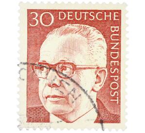 Почтовая марка 30 пфеннигов 1971 года Западная Германия (ФРГ) «Президент Густав Хайнеман» — Фото №1