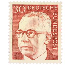 Почтовая марка 30 пфеннигов 1971 года Западная Германия (ФРГ) «Президент Густав Хайнеман» — Фото №1