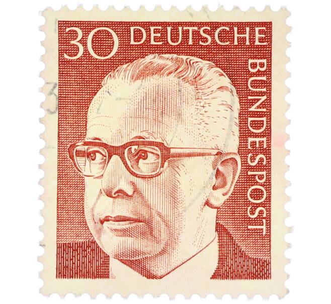 Почтовая марка 30 пфеннигов 1971 года Западная Германия (ФРГ) «Президент Густав Хайнеман» (Артикул: T11-37178) — Фото №1