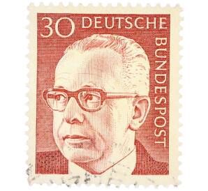 Почтовая марка 30 пфеннигов 1971 года Западная Германия (ФРГ) «Президент Густав Хайнеман» — Фото №1