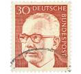 Почтовая марка 30 пфеннигов 1971 года Западная Германия (ФРГ) «Президент Густав Хайнеман» (Артикул: T11-37199) — Фото №1